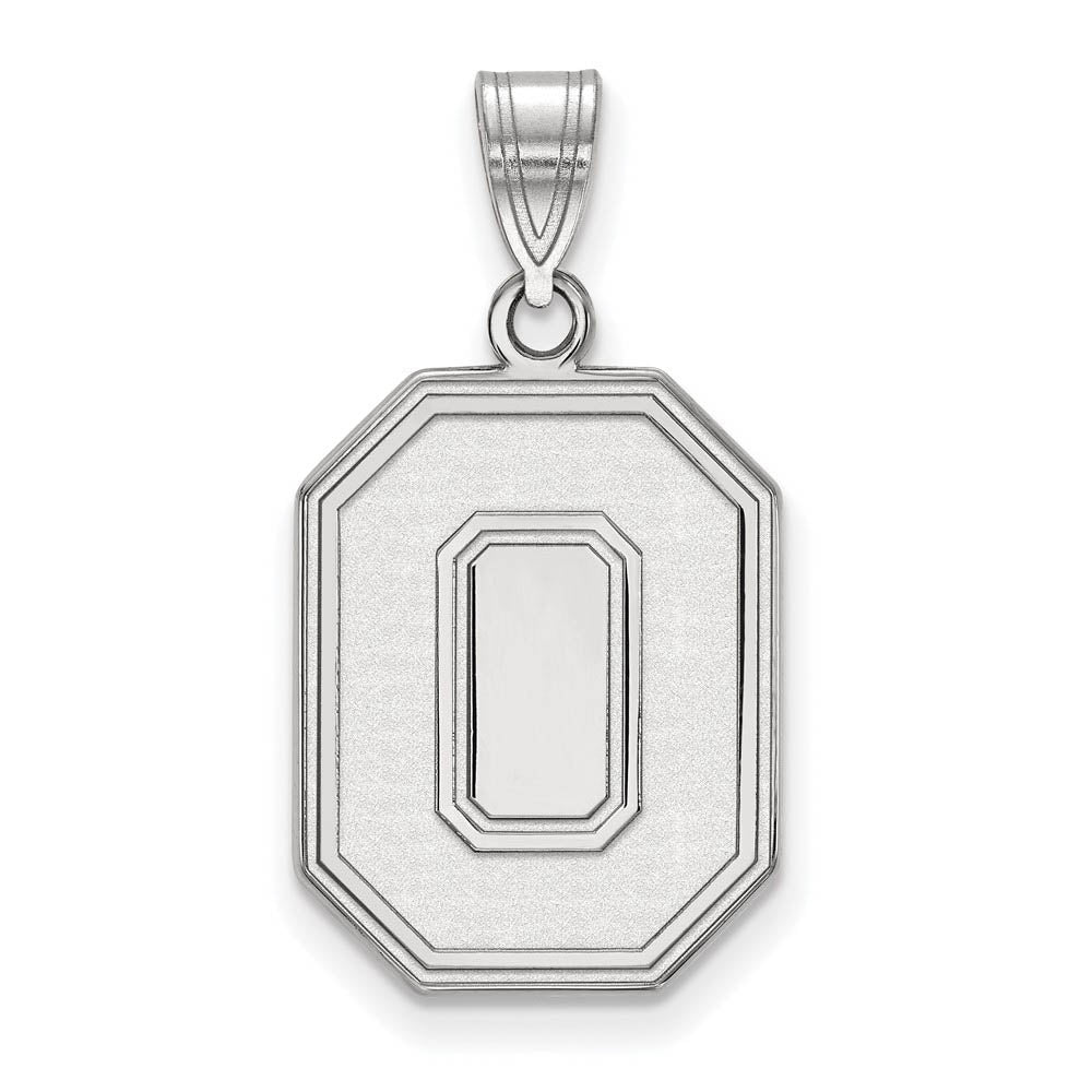 10k White Gold Ohio State Large 'O' Pendant, Item P23583 by The Black Bow Jewelry Co.