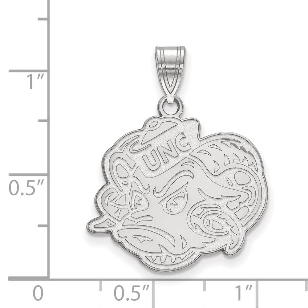 Alternate view of the 10k White Gold North Carolina Large Mascot Pendant by The Black Bow Jewelry Co.