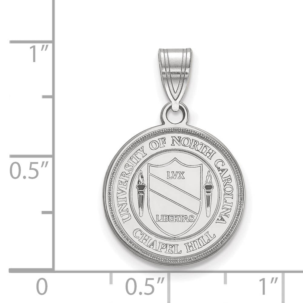 Alternate view of the 10k White Gold North Carolina Medium Crest Pendant by The Black Bow Jewelry Co.