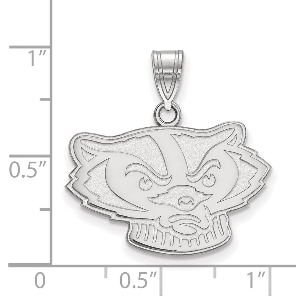 Alternate view of the 10k White Gold U. of Wisconsin Medium Mascot Pendant by The Black Bow Jewelry Co.