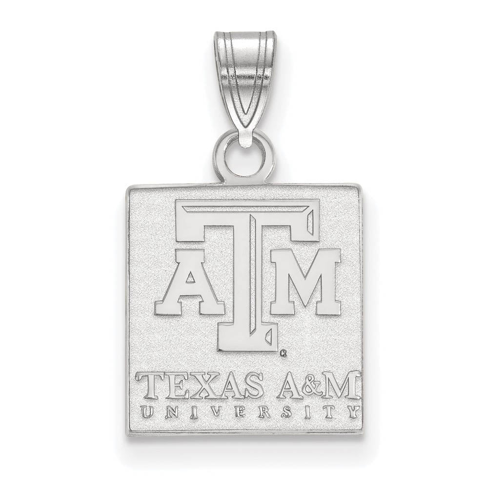 10k White Gold Texas A&M U. Small Pendant, Item P23633 by The Black Bow Jewelry Co.