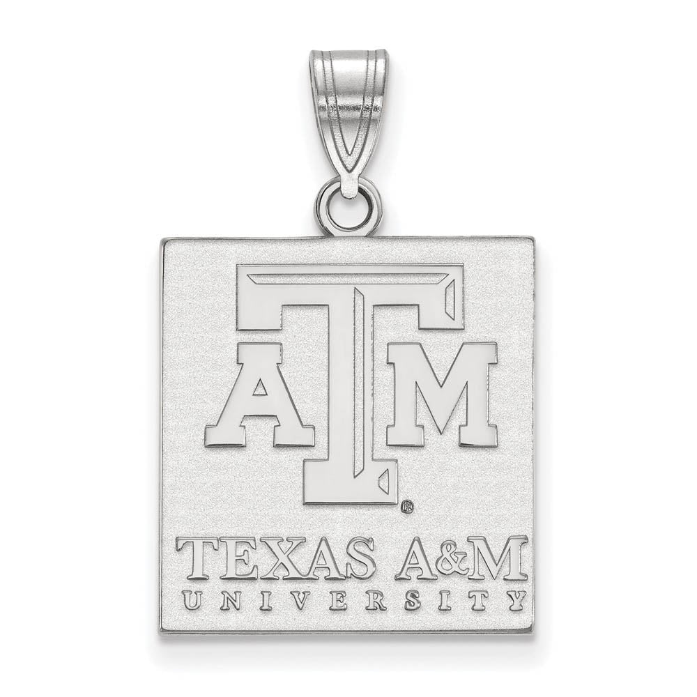 10k White Gold Texas A&M U. Large Pendant, Item P23637 by The Black Bow Jewelry Co.