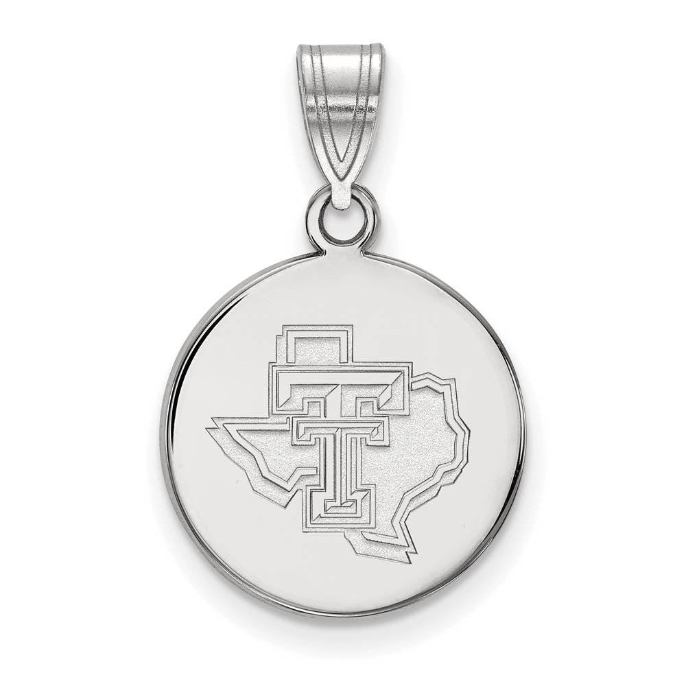 10k White Gold Texas Tech U. Medium Pendant, Item P23656 by The Black Bow Jewelry Co.