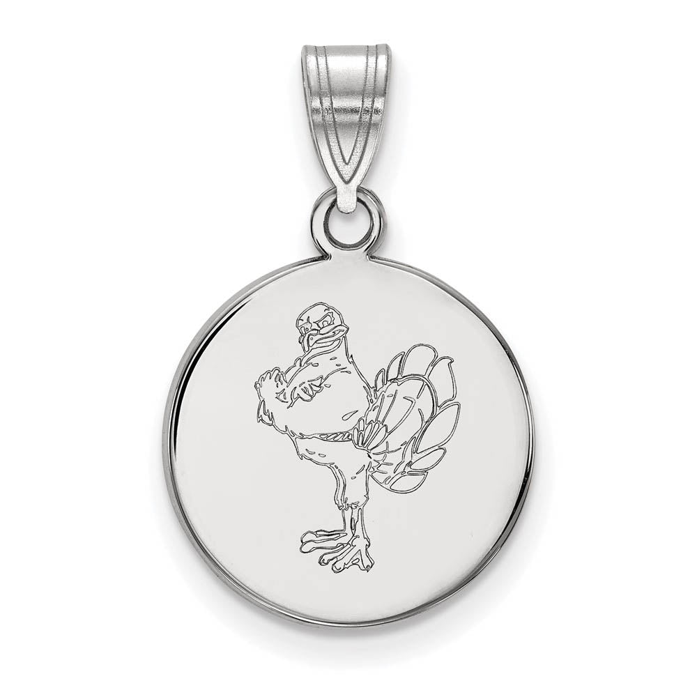 10k White Gold Virginia Tech Medium Mascot Logo Disc Pendant, Item P23661 by The Black Bow Jewelry Co.