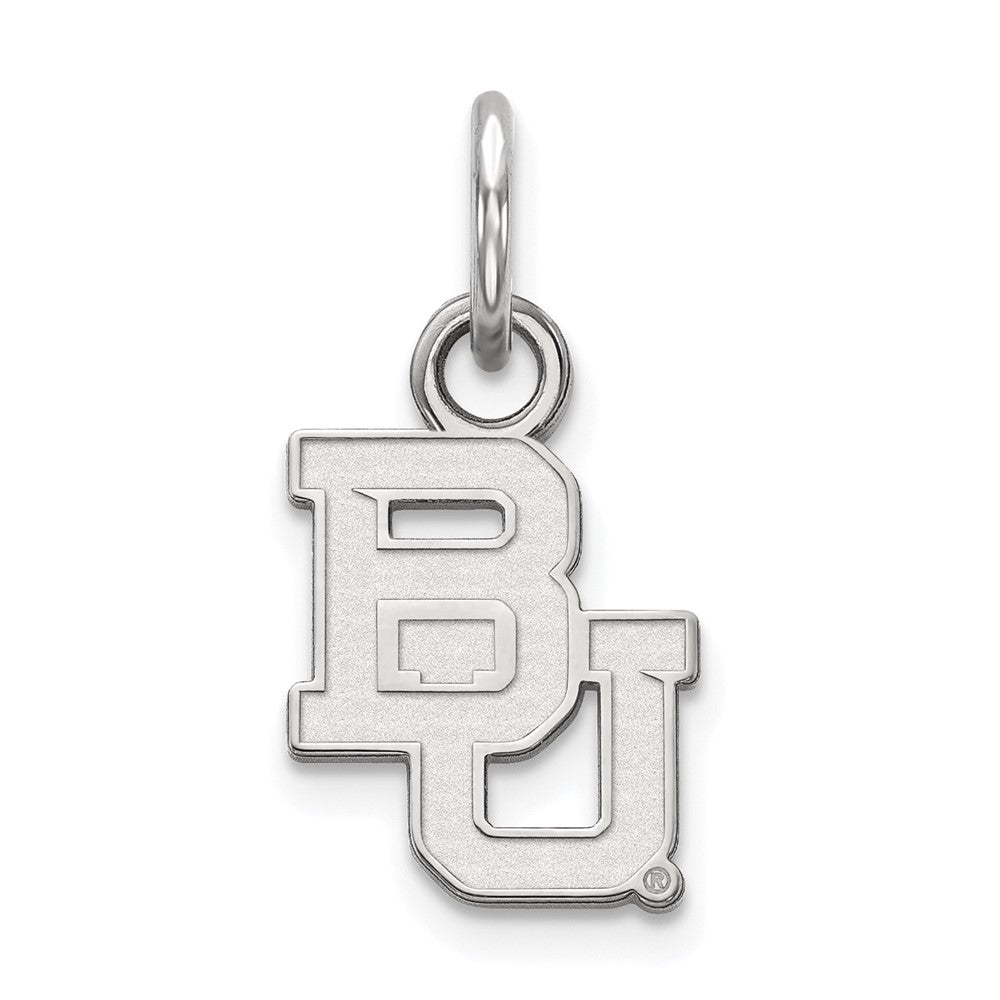14k White Gold Baylor U XS (Tiny) 'BU' Charm or Pendant, Item P23688 by The Black Bow Jewelry Co.