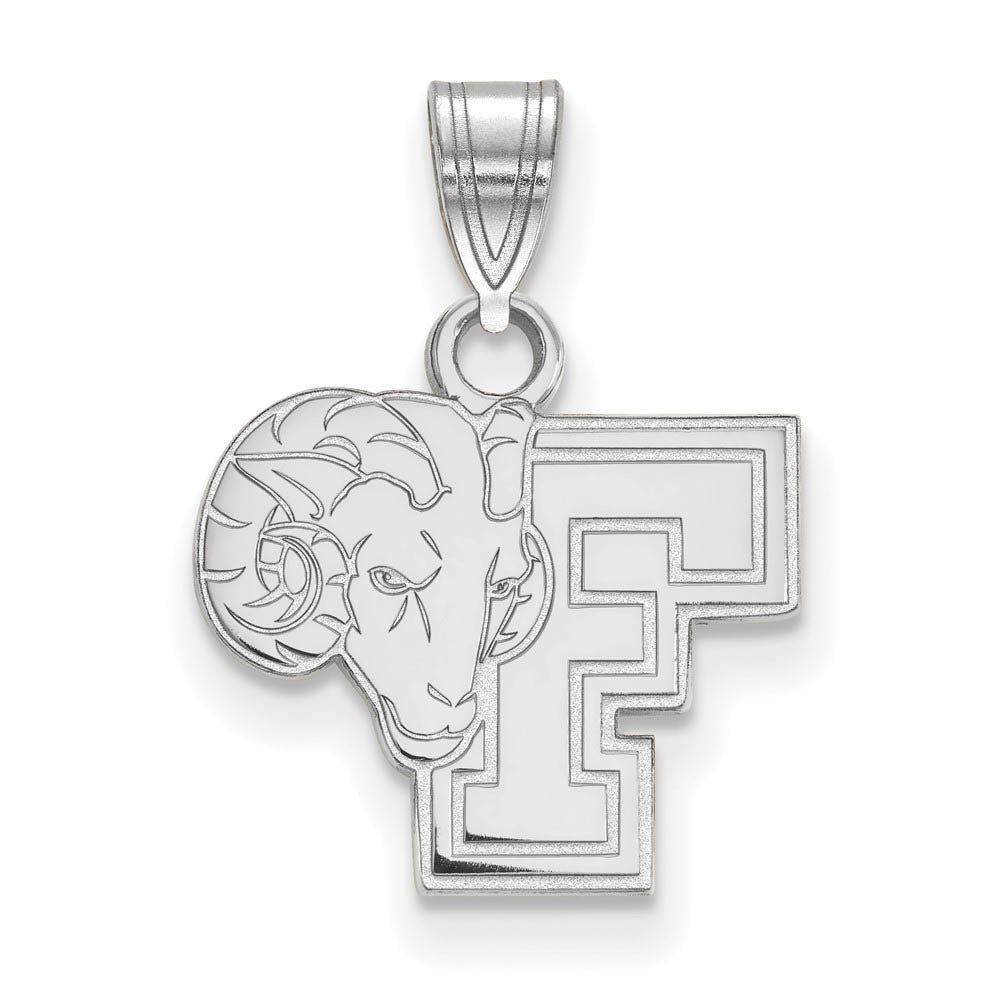 14k White Gold Fordham U Small Logo Pendant, Item P23697 by The Black Bow Jewelry Co.