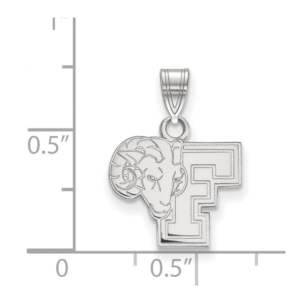 Alternate view of the 14k White Gold Fordham U Small Logo Pendant by The Black Bow Jewelry Co.