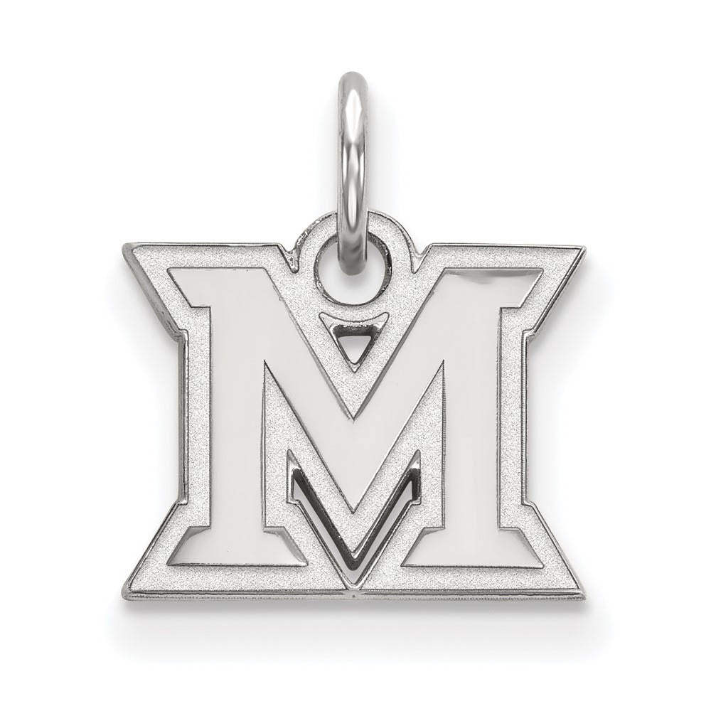 14k White Gold Miami U XS (Tiny) Initial M Charm or Pendant, Item P23711 by The Black Bow Jewelry Co.