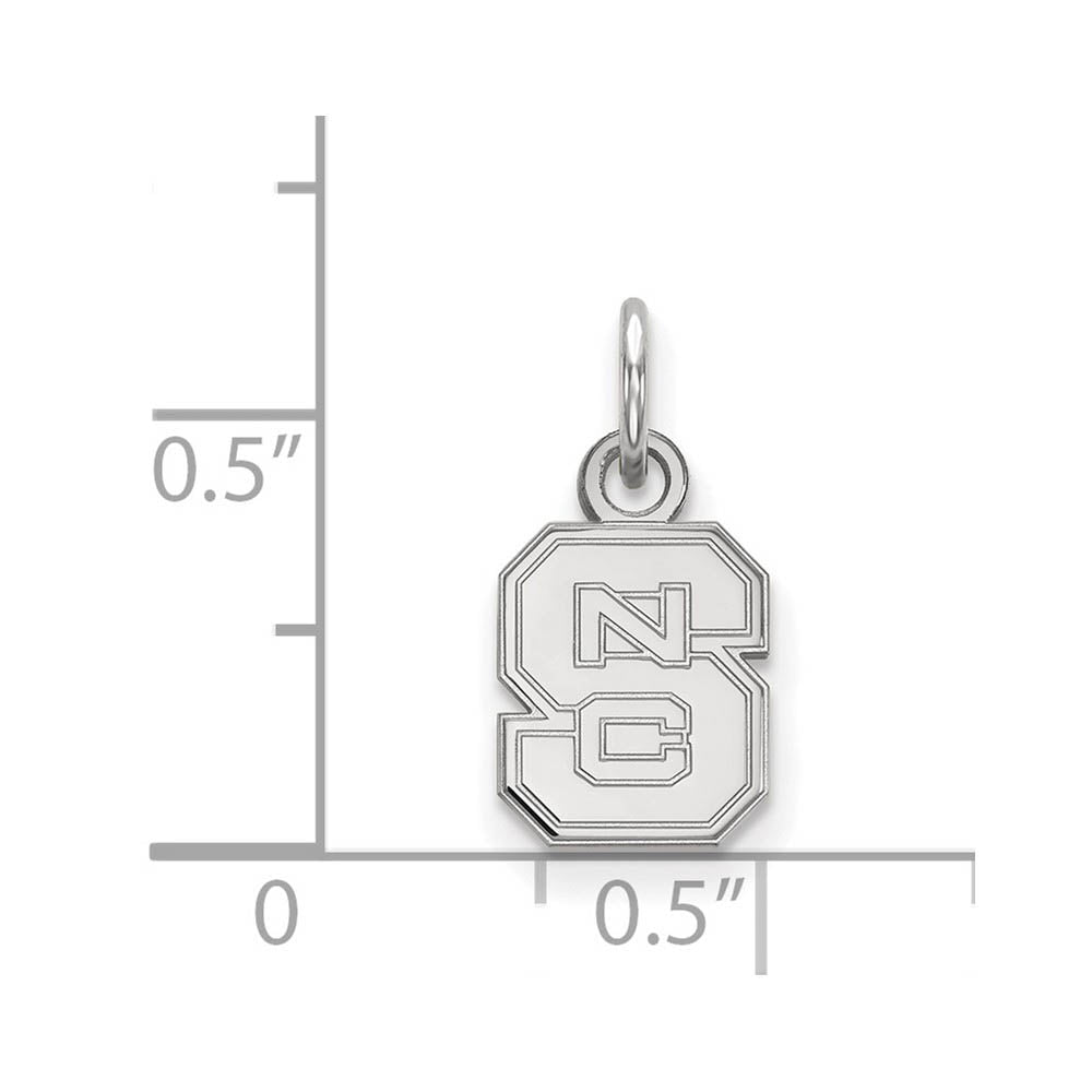 Alternate view of the 14k White Gold North Carolina State XS (Tiny) 'NCS' Charm or Pendant by The Black Bow Jewelry Co.