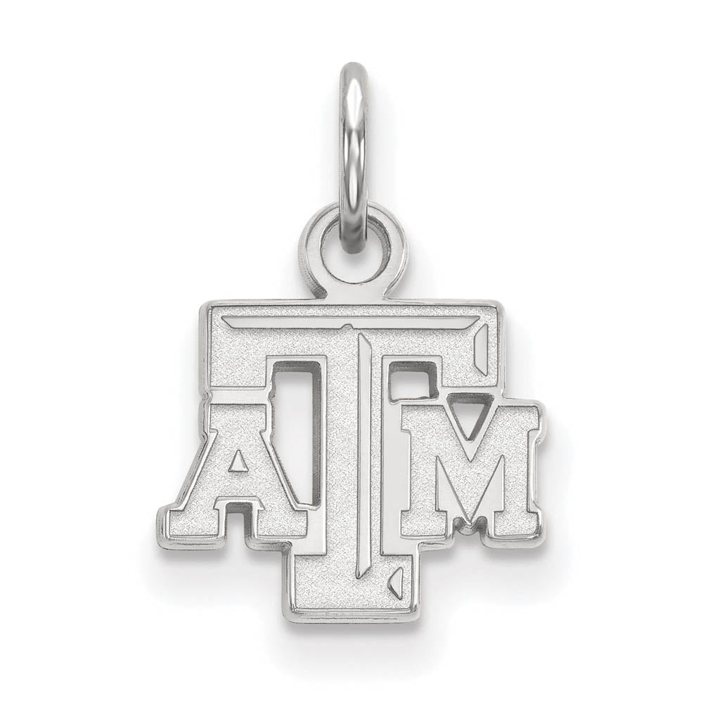 14k White Gold Texas A&M U. XS (Tiny) Fancy 'TAM' Charm or Pendant, Item P23730 by The Black Bow Jewelry Co.
