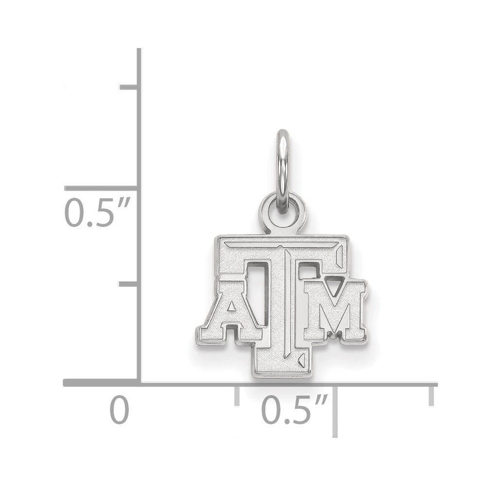 Alternate view of the 14k White Gold Texas A&M U. XS (Tiny) Fancy 'TAM' Charm or Pendant by The Black Bow Jewelry Co.
