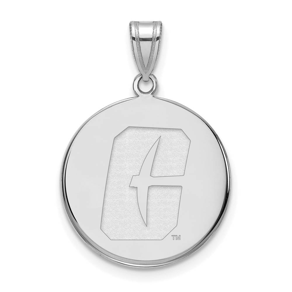 14k White Gold North Carolina at Charlotte Large Disc Pendant, Item P23741 by The Black Bow Jewelry Co.