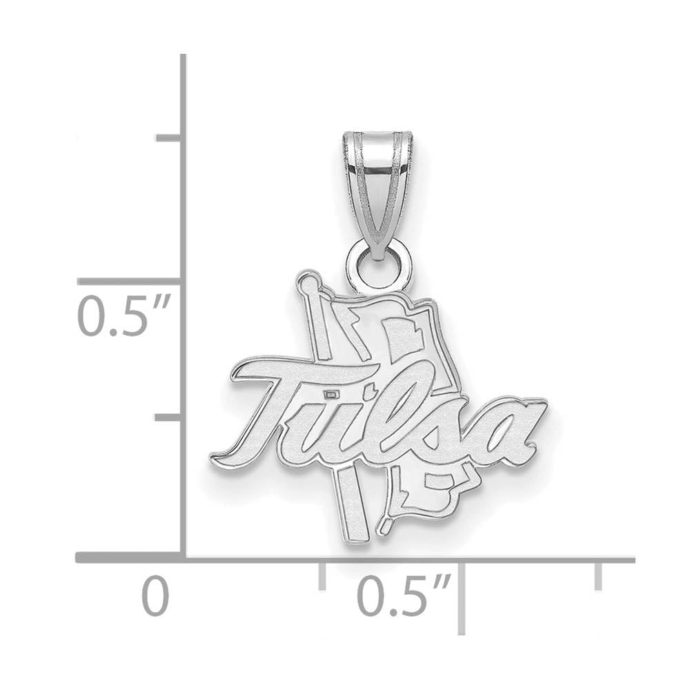 Alternate view of the 14k White Gold The U. of Tulsa Small Script Pendant by The Black Bow Jewelry Co.