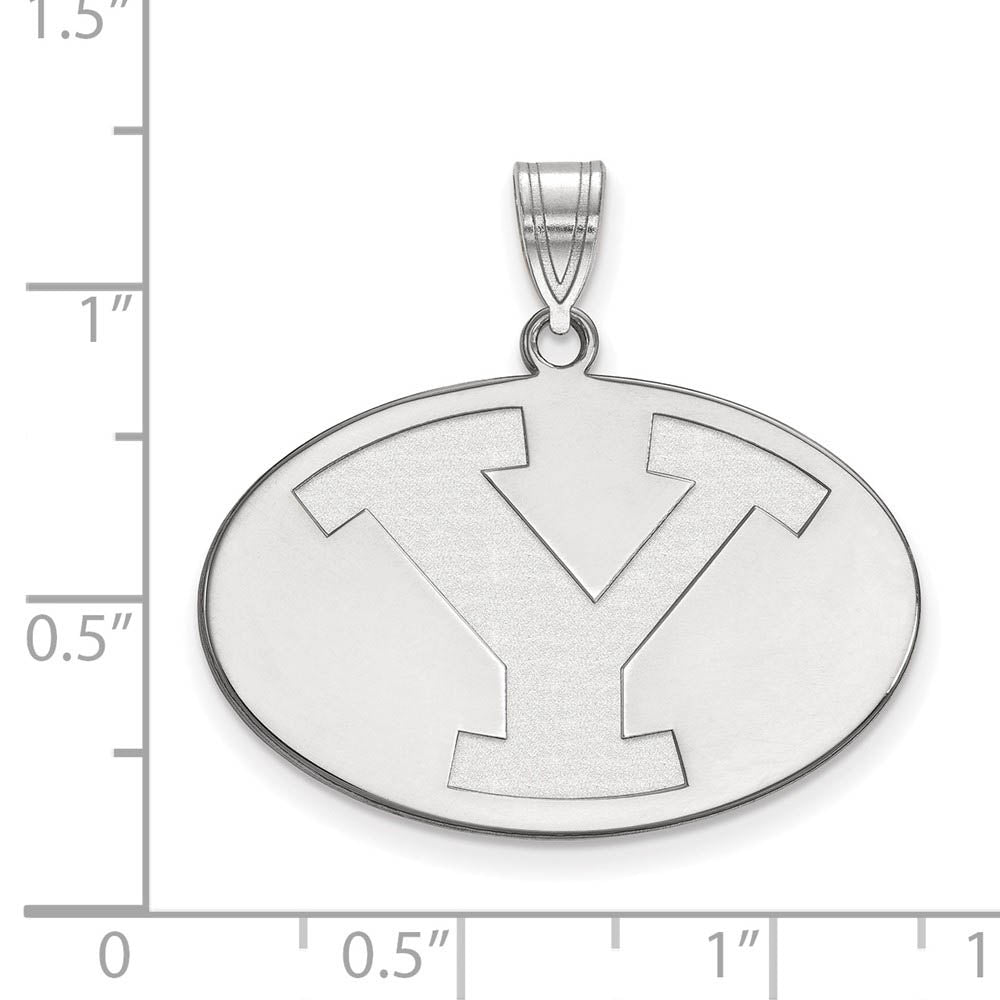 Alternate view of the 14k White Gold Brigham Young U Large Initial Y Oval Pendant by The Black Bow Jewelry Co.