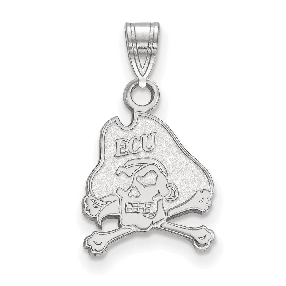 14k White Gold East Carolina U Small Mascot Pendant, Item P23791 by The Black Bow Jewelry Co.