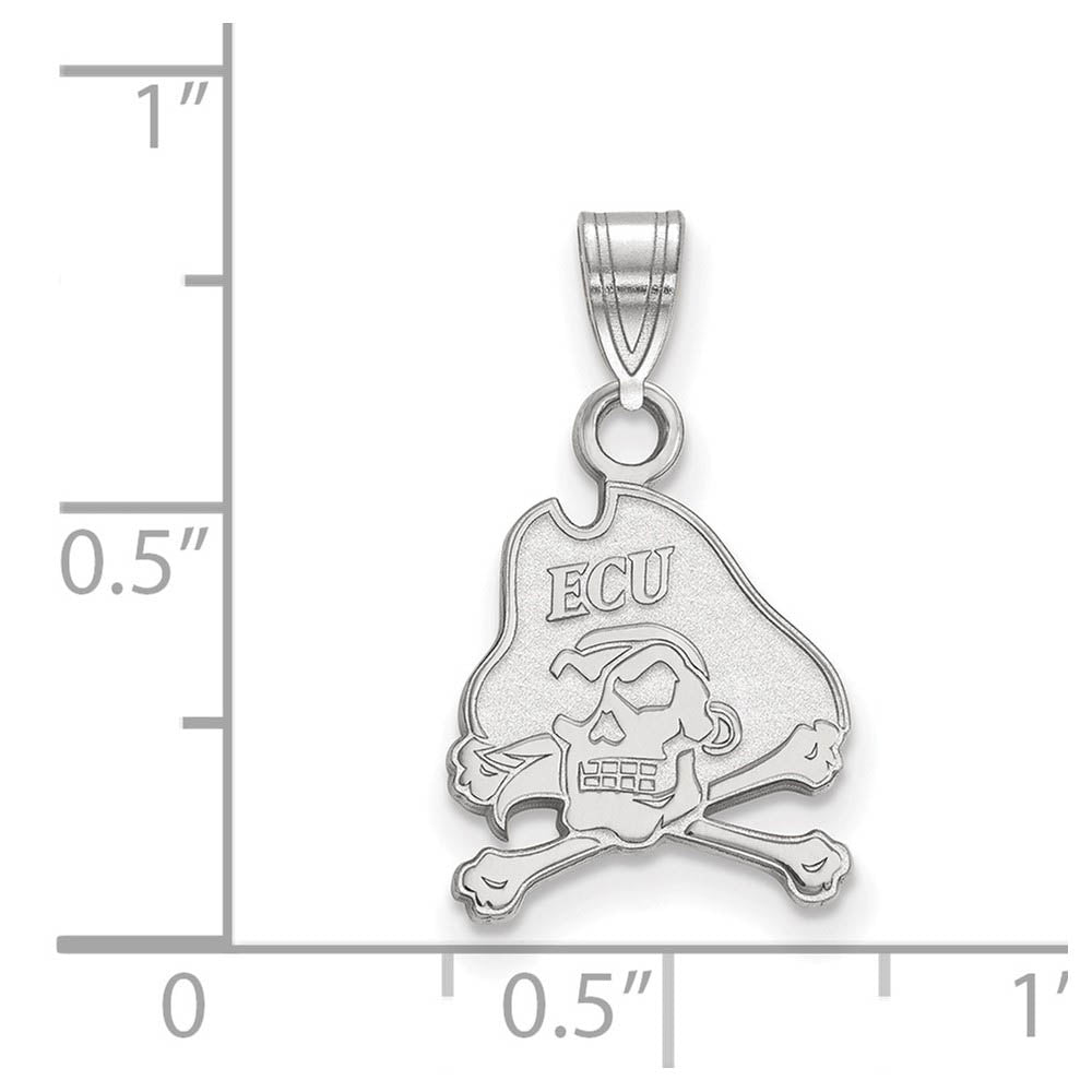 Alternate view of the 14k White Gold East Carolina U Small Mascot Pendant by The Black Bow Jewelry Co.