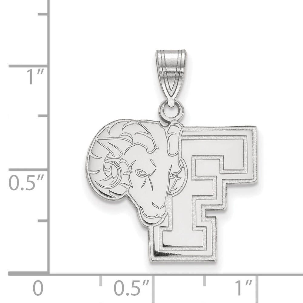 Alternate view of the 14k White Gold Fordham U Large Logo Pendant by The Black Bow Jewelry Co.