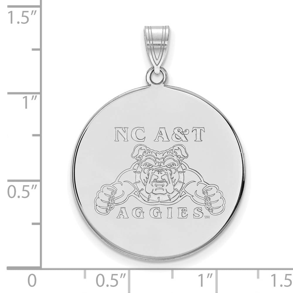 Alternate view of the 14k White Gold North Carolina A&T XL Disc Pendant by The Black Bow Jewelry Co.