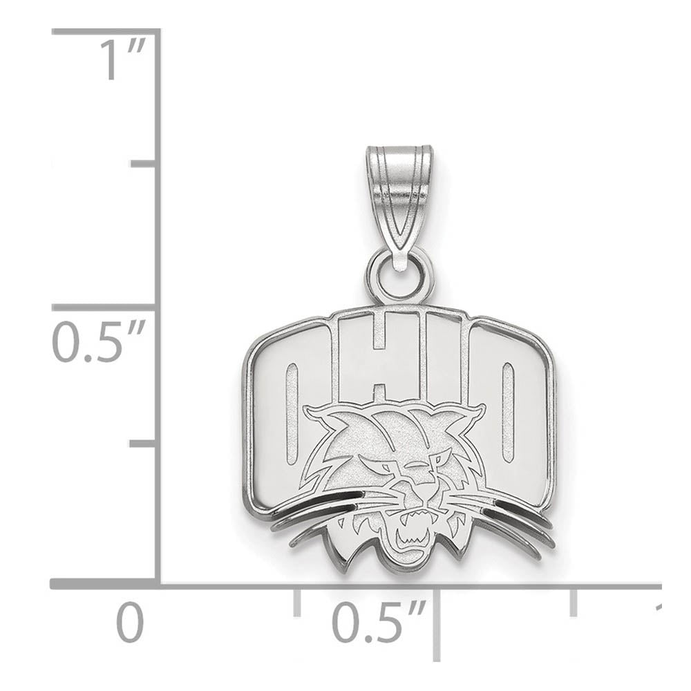 Alternate view of the 14k White Gold Ohio U. Small Logo Pendant by The Black Bow Jewelry Co.