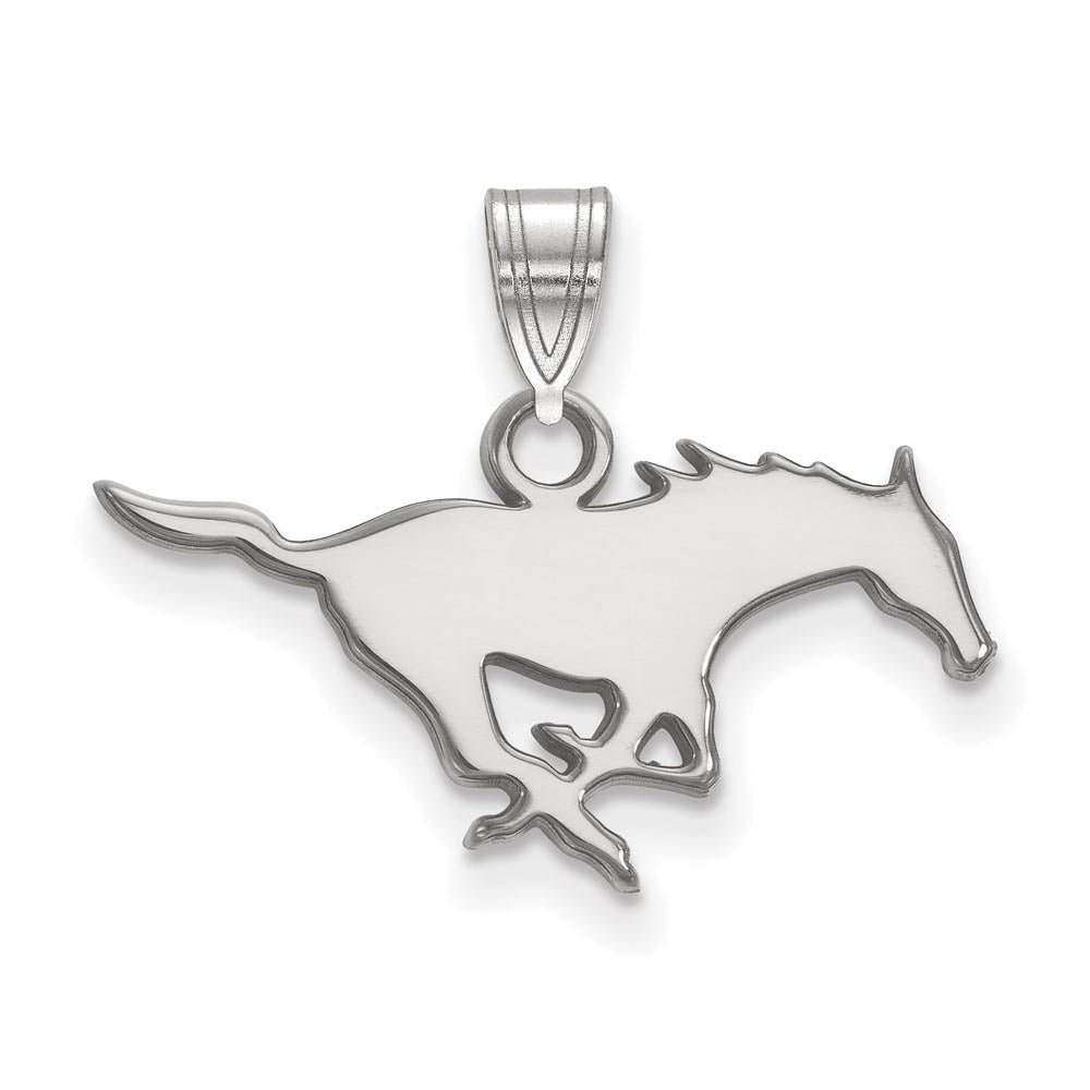 14k White Gold Southern Methodist U. Small Pendant, Item P23824 by The Black Bow Jewelry Co.