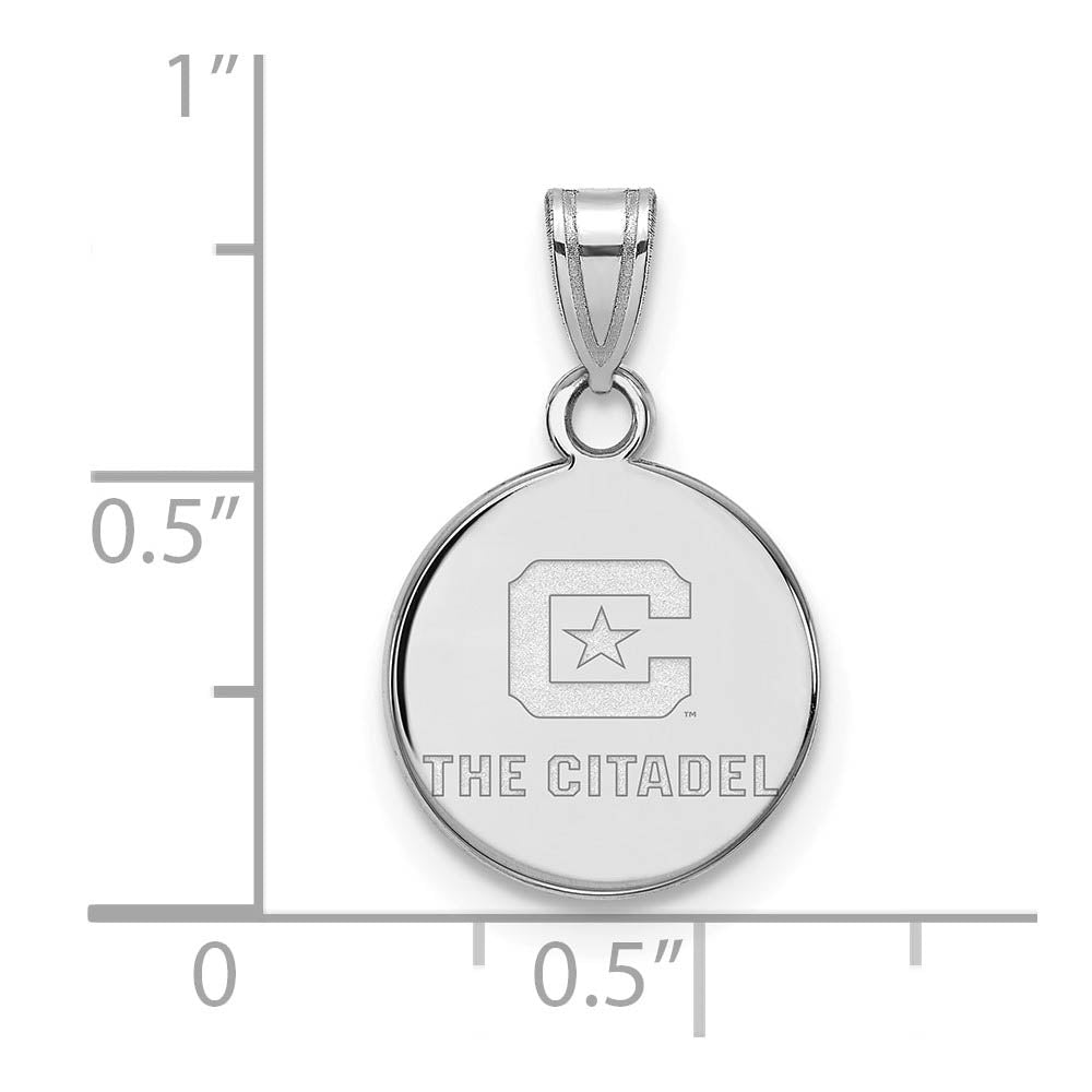 Alternate view of the 14K White Gold The Citadel Small Logo Disc Pendant by The Black Bow Jewelry Co.