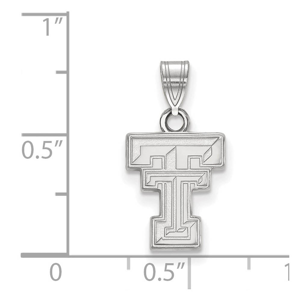 Alternate view of the 14k White Gold Texas Tech U. Small 'TT' Pendant by The Black Bow Jewelry Co.