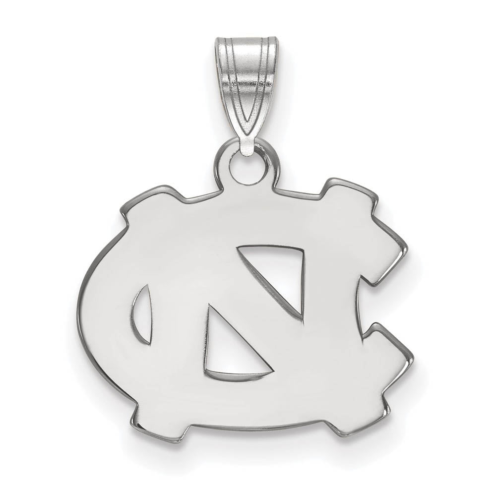 14k White Gold North Carolina Small 'NC' Pendant, Item P23839 by The Black Bow Jewelry Co.