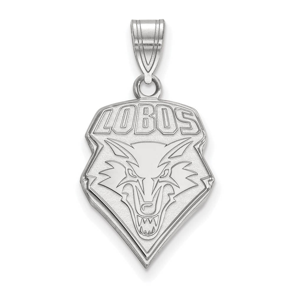 14k White Gold U. of New Mexico Large Logo Pendant, Item P23843 by The Black Bow Jewelry Co.