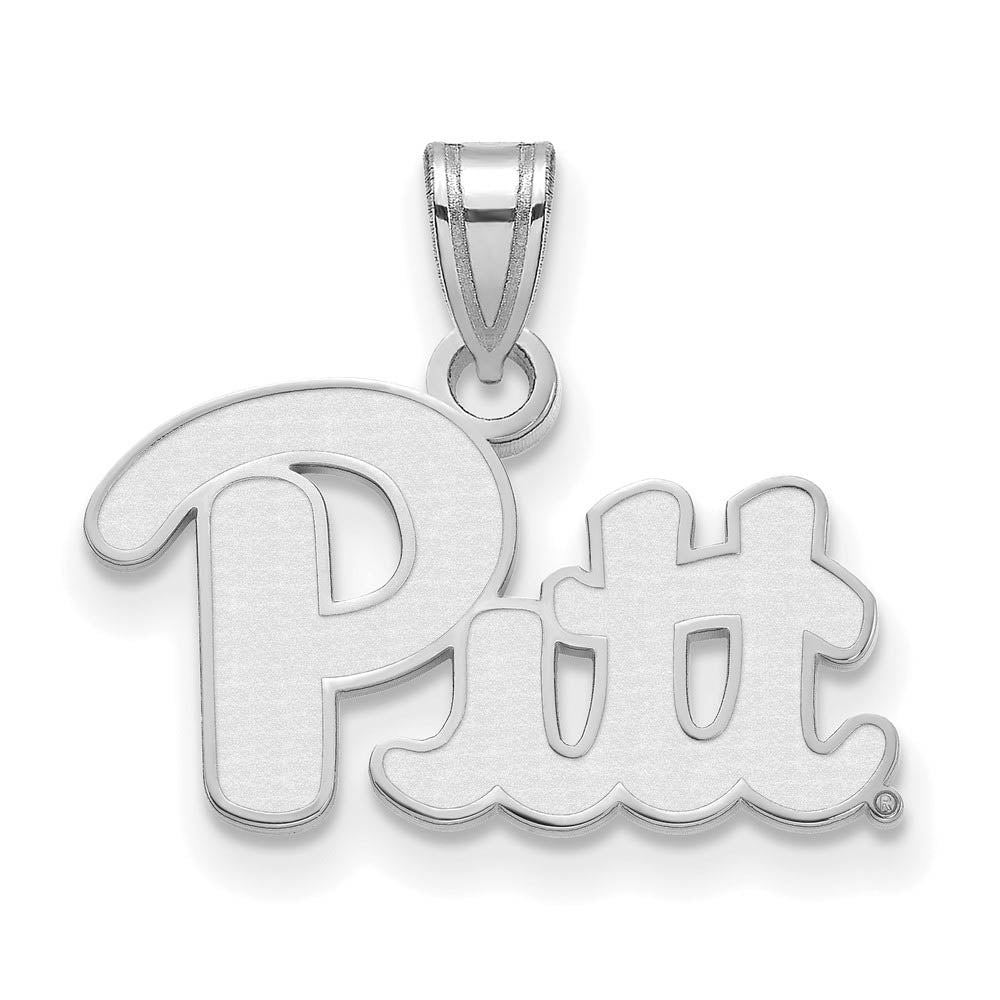 14k White Gold U. of Pittsburgh Small 'Pitt' Pendant, Item P23849 by The Black Bow Jewelry Co.