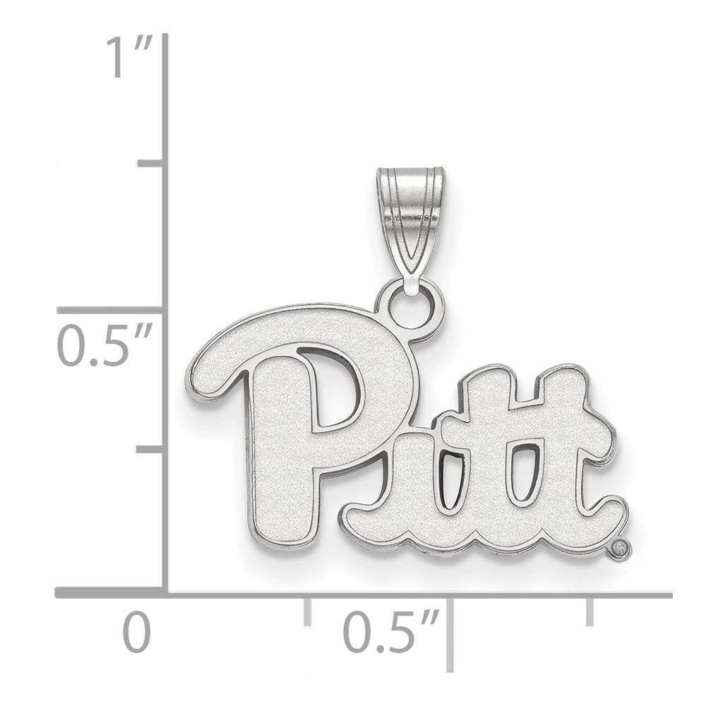 Alternate view of the 14k White Gold U. of Pittsburgh Small 'Pitt' Pendant by The Black Bow Jewelry Co.