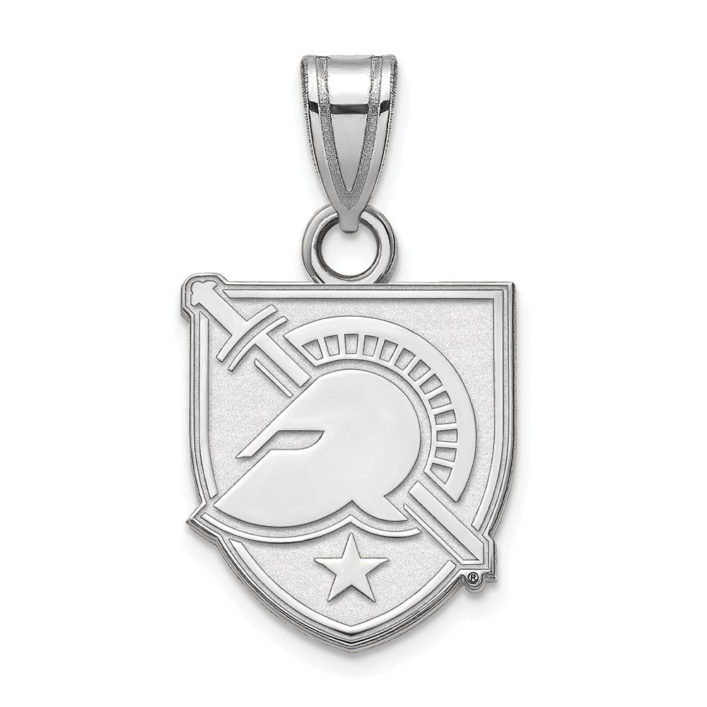 14k White Gold Military Academy Small Shield Pendant, Item P23853 by The Black Bow Jewelry Co.