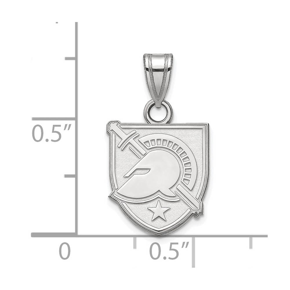 Alternate view of the 14k White Gold Military Academy Small Shield Pendant by The Black Bow Jewelry Co.