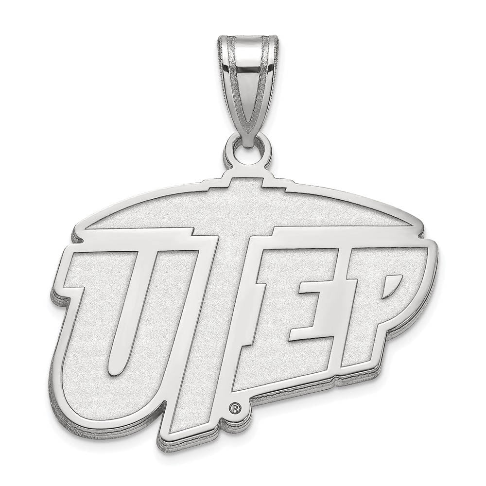 14k White Gold U. of Texas at El Paso Large Logo Pendant, Item P23858 by The Black Bow Jewelry Co.
