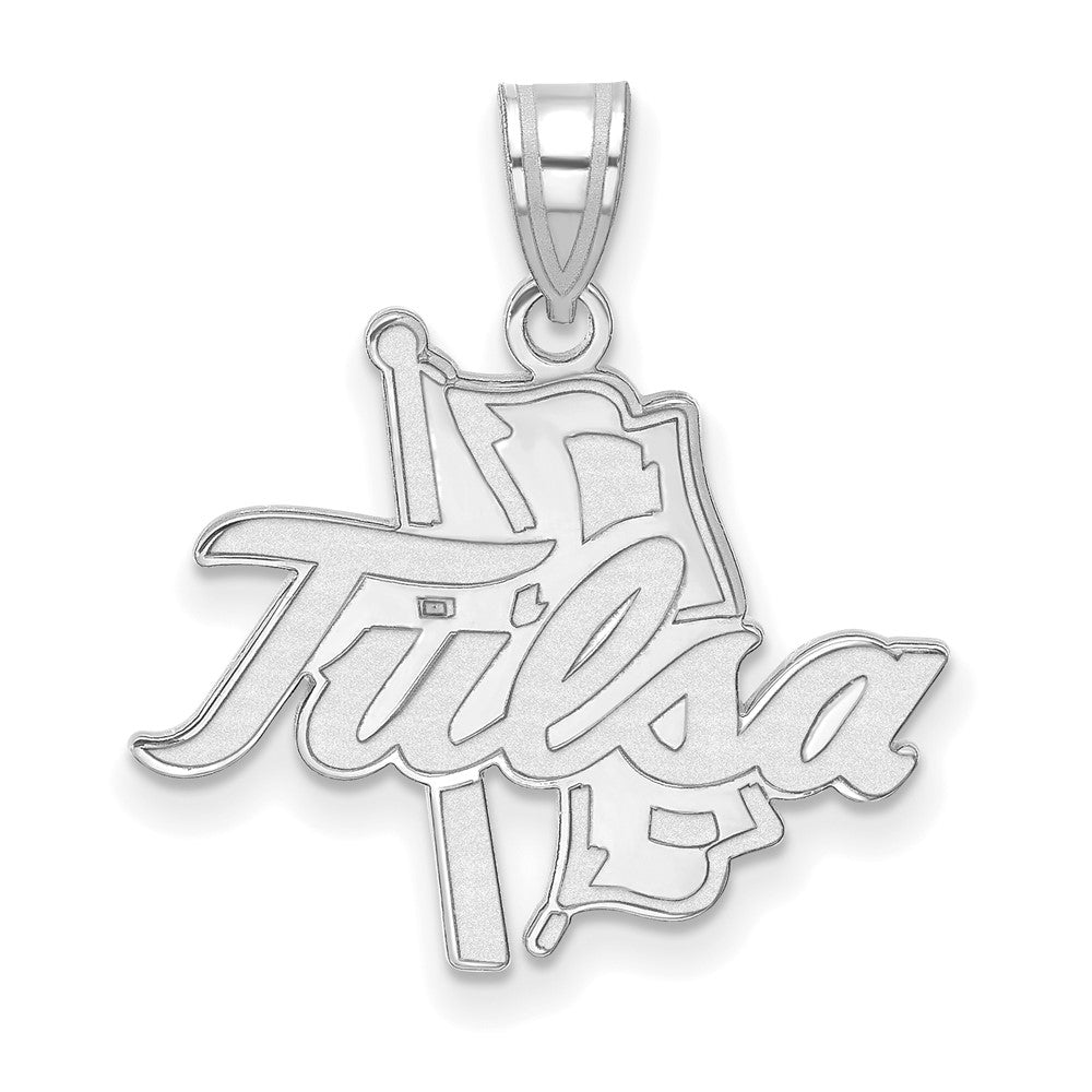 14k White Gold The U. of Tulsa Large Script Pendant, Item P23859 by The Black Bow Jewelry Co.
