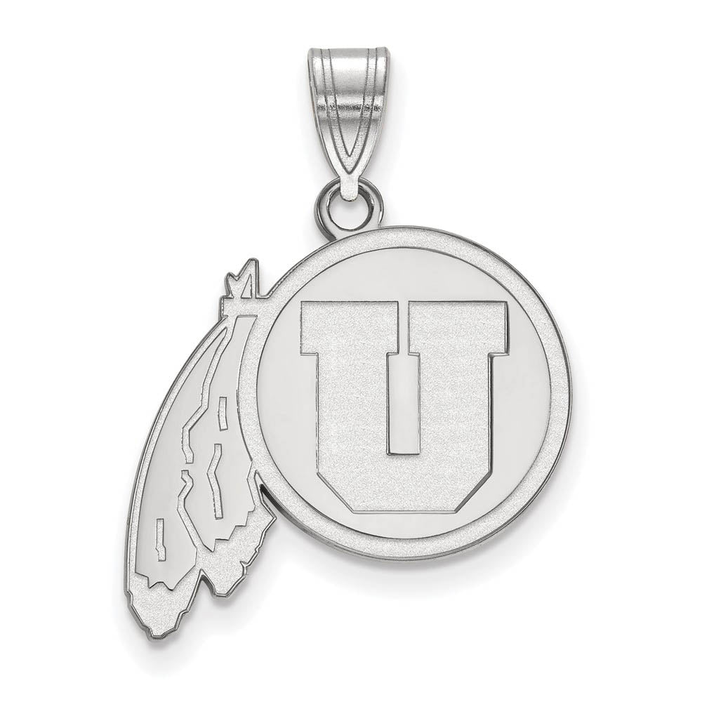 14k White Gold U. of Utah Large Pendant, Item P23862 by The Black Bow Jewelry Co.