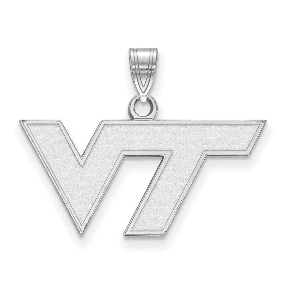 14k White Gold Virginia Tech Small Logo Pendant, Item P23871 by The Black Bow Jewelry Co.