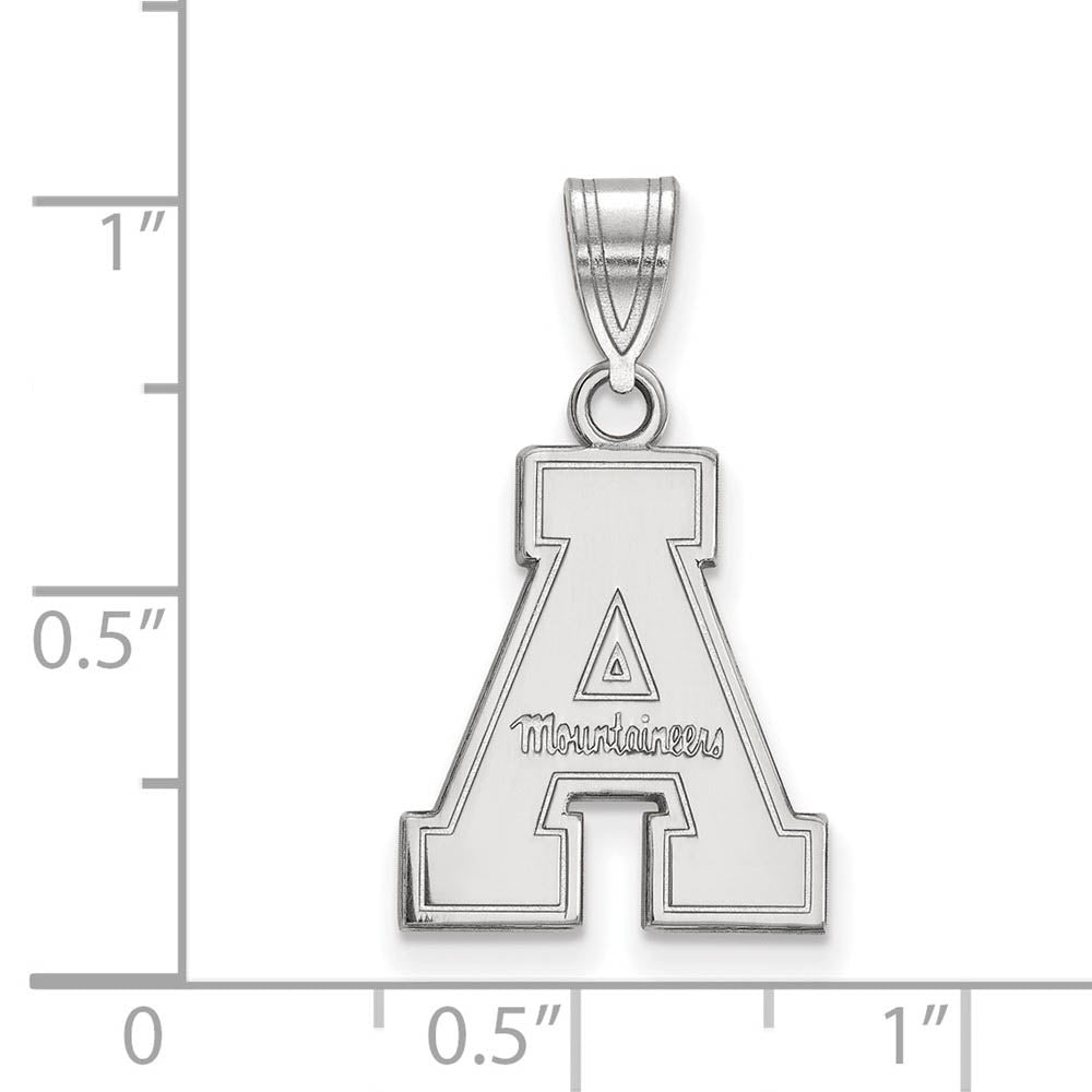 Alternate view of the 14k White Gold Appalachian State Medium Logo Pendant by The Black Bow Jewelry Co.