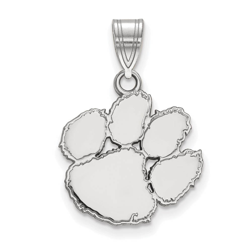 14k White Gold Clemson U Medium Pendant, Item P23884 by The Black Bow Jewelry Co.