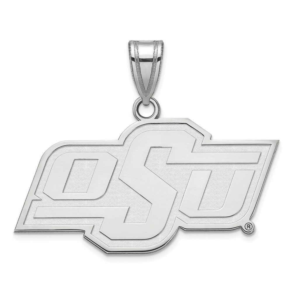 14k White Gold Oklahoma State Medium Pendant, Item P23897 by The Black Bow Jewelry Co.