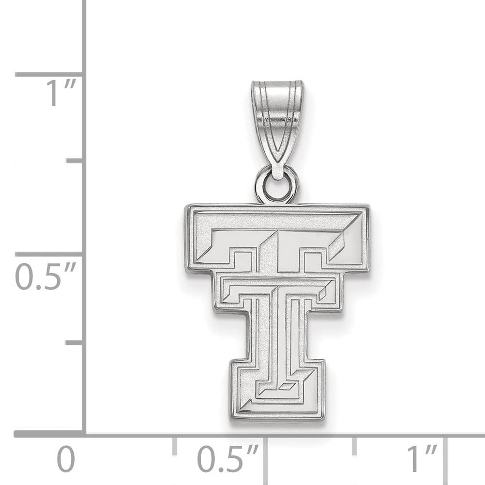 Alternate view of the 14k White Gold Texas Tech U. Medium 'TT' Pendant by The Black Bow Jewelry Co.