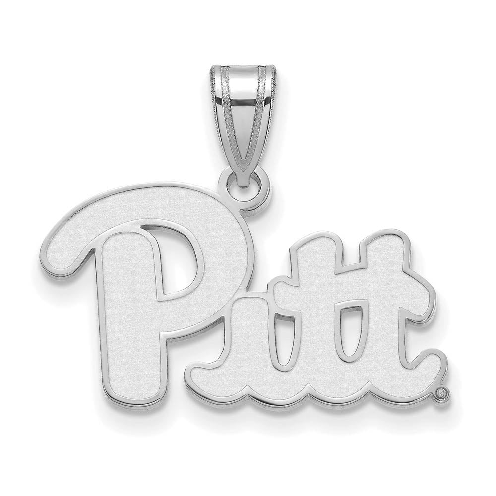 14k White Gold U. of Pittsburgh Medium 'Pitt' Pendant, Item P23921 by The Black Bow Jewelry Co.