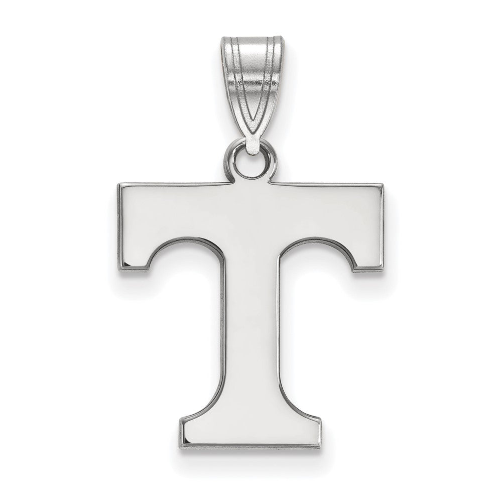 14k White Gold U. of Tennessee Medium Initial T Pendant, Item P23925 by The Black Bow Jewelry Co.