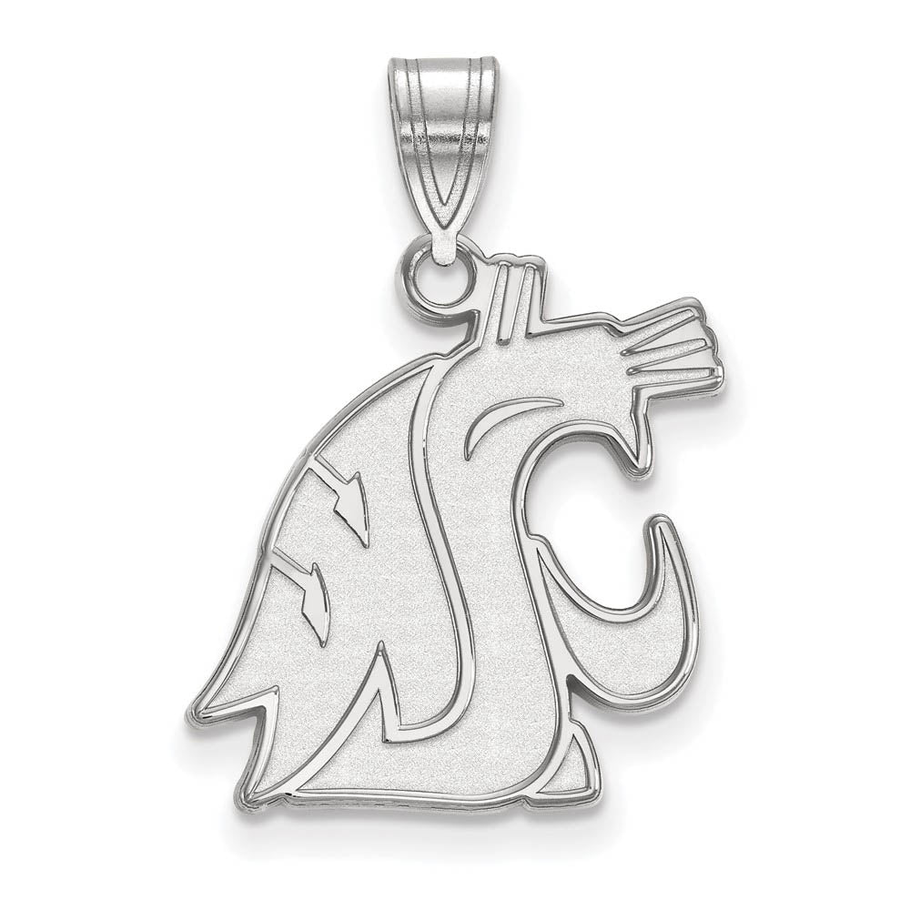 14k White Gold Washington State Large Mascot Pendant, Item P23932 by The Black Bow Jewelry Co.