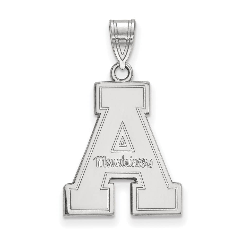 14k White Gold Appalachian State Large 'A' Pendant, Item P23936 by The Black Bow Jewelry Co.