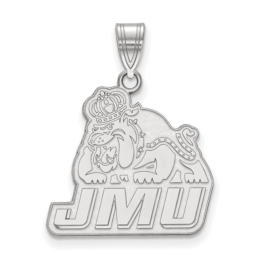 14k White Gold James Madison U Large Logo Pendant, Item P23946 by The Black Bow Jewelry Co.