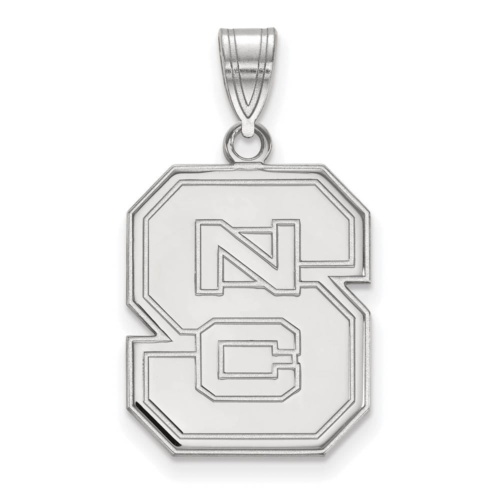 14k White Gold North Carolina State Large 'NCS' Pendant, Item P23951 by The Black Bow Jewelry Co.