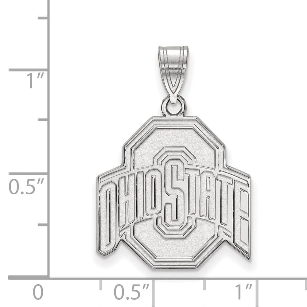Alternate view of the 14k White Gold Ohio State Large Logo Pendant by The Black Bow Jewelry Co.