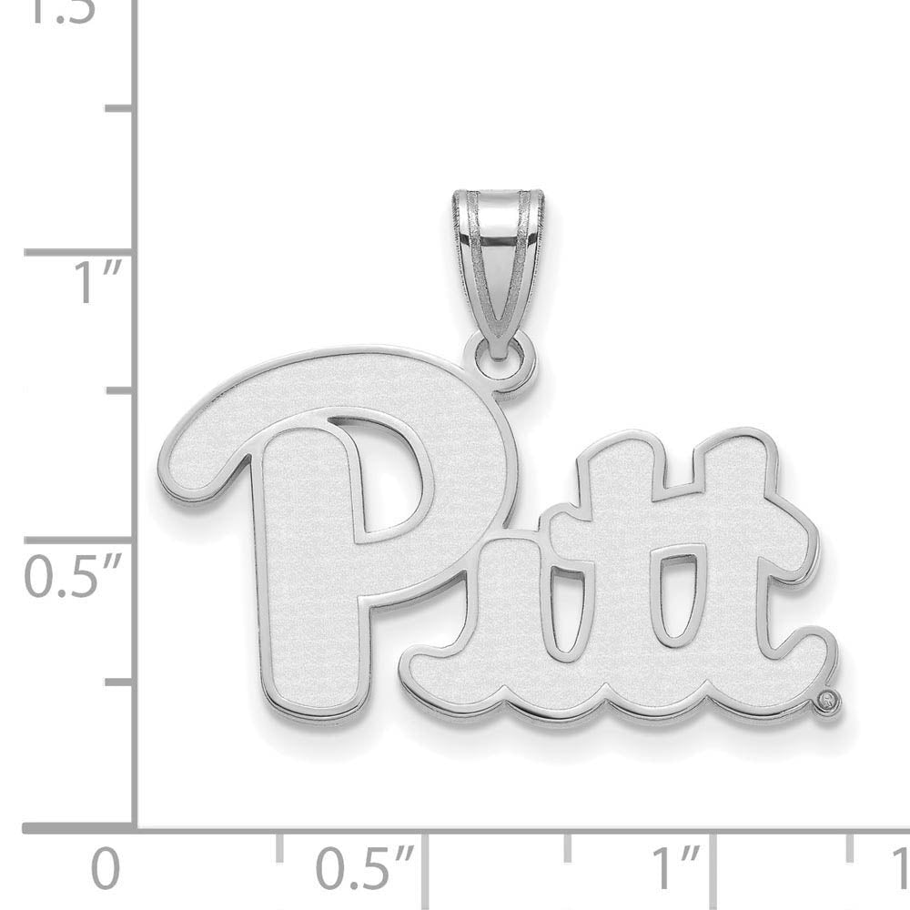 Alternate view of the 14k White Gold U. of Pittsburgh Large 'Pitt' Pendant by The Black Bow Jewelry Co.