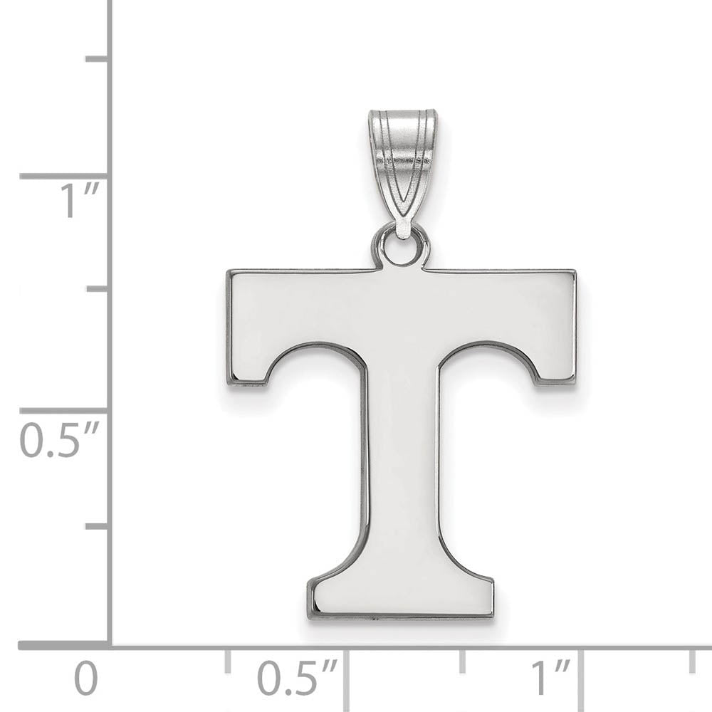 Alternate view of the 14k White Gold U. of Tennessee Large Initial T Pendant by The Black Bow Jewelry Co.