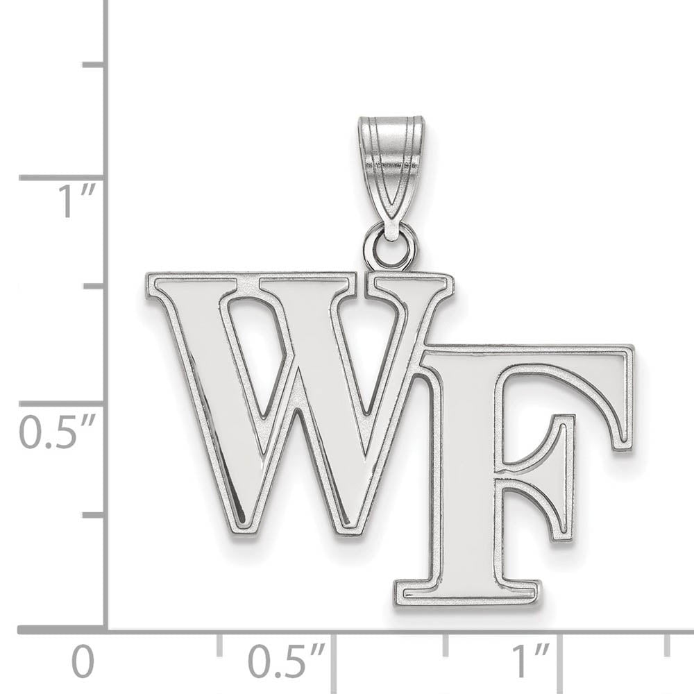 Alternate view of the 14k White Gold Wake Forest U. Large 'WF' Pendant by The Black Bow Jewelry Co.